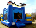 Bouncer & Slide Combo  Under the Sea Slide Combo Jump and slide the day away under the sea with this aquatic themed inflatable. Perfect for theme parties – pirates and fair maidens love it. This jumpy tent features a 10″ x 10″ bounce area and in-­‐bouncer slide.
$307 /$369 /$444(4/6/8 hrs respectively) 18'(W) x 22'(L) x 16'(H)